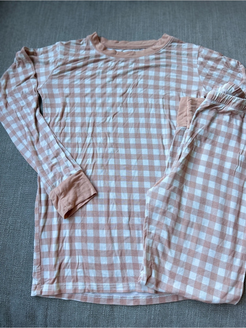 In My Jammers Girls Tan Gingham Long-Sleeve Pajama Set